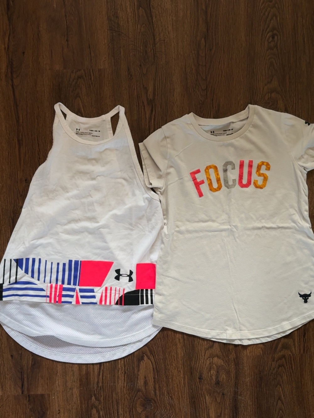 Under Armour Girls White Tank & Tee Set with Pink and Blue Accents